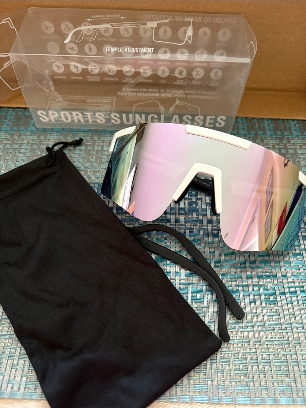 New Mirrored Pink Sports Shield cyclingSunglasses Unisex